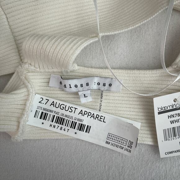 NWT Endless Rose Miley Back Tie Elevated Knit Bralette White Women's Size Large - Picture 14 of 16